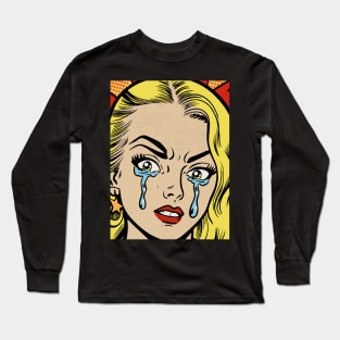 pop art crying girl Long Sleeve T-Shirt